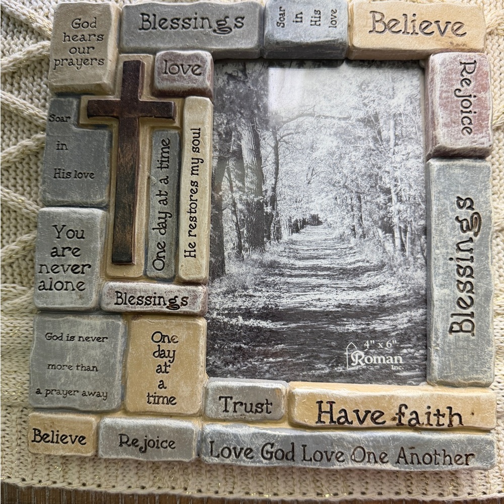 Roma Inspirational Stone Picture Frame - Brown and Gray